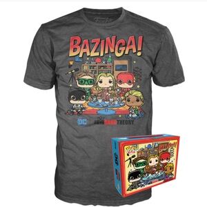 NWT Unisex The Big Bang Theory Funko DC Comics Bazinga! T-shirt